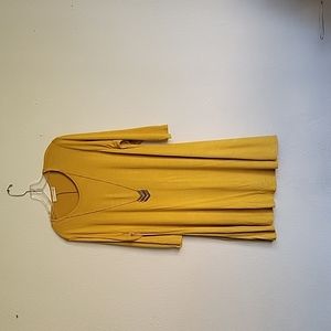FOREVER Rose round neck midi size 1X flare dress 3/4 sleeves color mustard